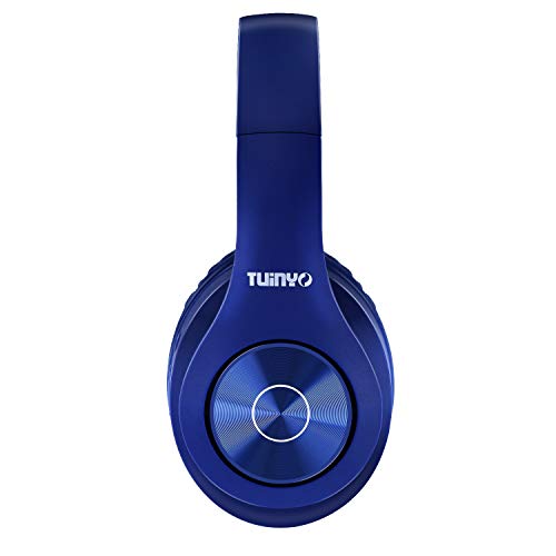 TUINYO Bluetooth Headphones Wireless, Over Ear Stereo Wireless Headset 40H Playtime with deep bass, Soft Memory-Protein Earmuffs, Built-in Mic Wired Mode PC/Cell Phones/TV-Dark Blue