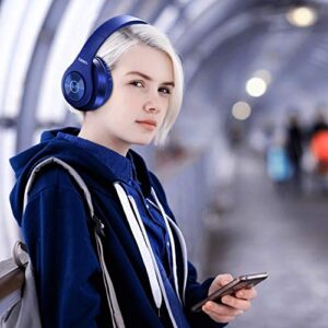 TUINYO Bluetooth Headphones Wireless, Over Ear Stereo Wireless Headset 40H Playtime with deep bass, Soft Memory-Protein Earmuffs, Built-in Mic Wired Mode PC/Cell Phones/TV-Dark Blue