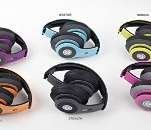 iJoy Bluetooth Headphones Over Ear, Wireless and Wired Foldable Headset Built-in Microphone, FM, Micro SD Card Slot - (Stealth) Adults Kids Men Women - Audifonos Auriculares Inalambricos