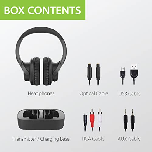 Avantree Ensemble - Wireless Over-Ear Headphones for TV Watching with Universally Compatible Bluetooth 5.0 Transmitter & Charging Dock, 35hr Audio Playtime, and No Lip-Sync Delay