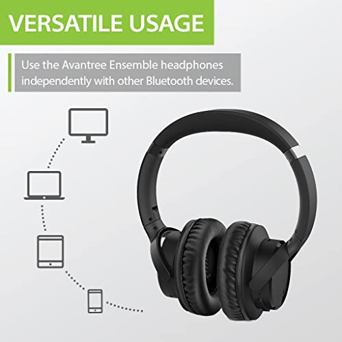 Avantree Ensemble - Wireless Over-Ear Headphones for TV Watching with Universally Compatible Bluetooth 5.0 Transmitter & Charging Dock, 35hr Audio Playtime, and No Lip-Sync Delay