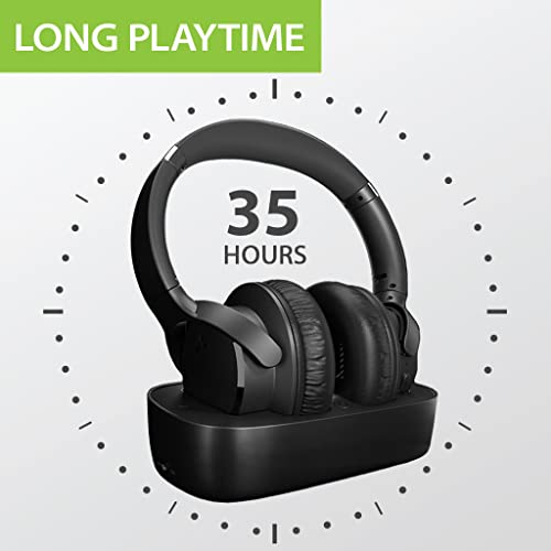 Avantree Ensemble - Wireless Over-Ear Headphones for TV Watching with Universally Compatible Bluetooth 5.0 Transmitter & Charging Dock, 35hr Audio Playtime, and No Lip-Sync Delay