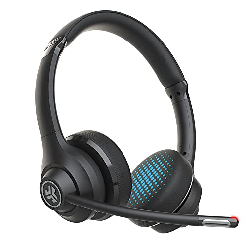 JLab Go Work Wireless Headsets with Microphone - 45+ Playtime PC Bluetooth Headset and Multipoint Connect to Laptop Computer and Mobile - Wired or Wireless Headphones with Microphone