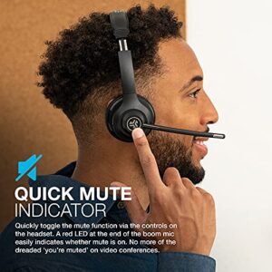 JLab Go Work Wireless Headsets with Microphone - 45+ Playtime PC Bluetooth Headset and Multipoint Connect to Laptop Computer and Mobile - Wired or Wireless Headphones with Microphone