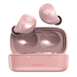 iluv tb100 wireless earbuds, bluetooth 5.3, built-in microphone, 20 hour playtime, ipx6 waterproof protection, compatible with apple & android, includes charging case & 4 ear tips, rose gold