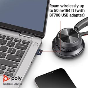 Poly - Voyager 4310 UC Wireless Headset + Charge Stand (Plantronics) - Single-Ear Headset w/ Mic - Connect to PC/Mac via USB-A Bluetooth Adapter, Cell Phone via Bluetooth -Works with Teams, Zoom &More