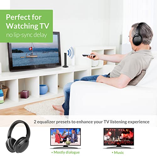 Avantree Opera 35Hrs Comfortable Wireless Headphones for TV Watching with Bluetooth 5.0 Transmitter & Charging Stand, Clear Dialogue Mode, Passthrough, High Volume for Seniors, 164FT Long Range