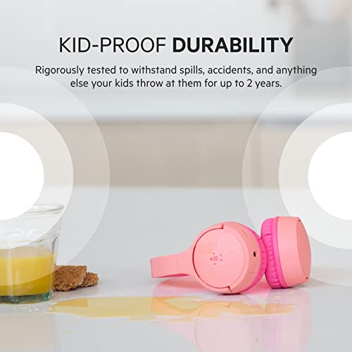 Belkin SoundForm Mini - Wireless Bluetooth Headphones For Kids with Built In Microphone - On-Ear Earphones for iPhone, iPad, Fire Tablet & more - Pink