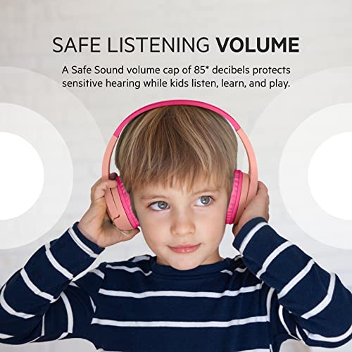 Belkin SoundForm Mini - Wireless Bluetooth Headphones For Kids with Built In Microphone - On-Ear Earphones for iPhone, iPad, Fire Tablet & more - Pink