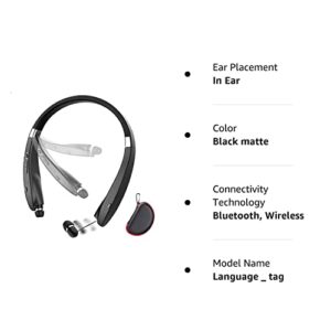 Foldable Bluetooth Headset, Beartwo Lightweight Retractable Bluetooth Headphones for Sports&Exercise, Noise Cancelling Stereo Neckband Wireless Headset (with carry case)