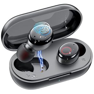 supfine wireless earbuds, bluetooth 5.3 ear buds with wireless charging case[ipx8 waterproof][40h playtime][ai-enhanced call noise cancelling] deep bass earphones for android&iphone,black