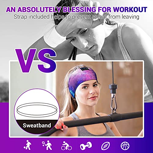 LC-dolida Bluetooth Headband Headphones, Starry Music Cozy Band Wireless Sleeping Headband Sleep Headphone Bluetooth Headband with Thin Speaker Microphone Handsfree Best Gift Ideas Perfect for Sports