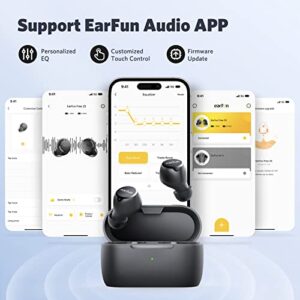 EarFun Free 2S Wireless Earbuds, [Upgraded Version] Qualcomm® CVC™ 8.0 ENC, Bluetooth 5.2 Wireless Earbuds, Sweatshield™ IPX7 Waterproof Bluetooth Headphone, aptX™ Deep Bass, APP, Game Mode