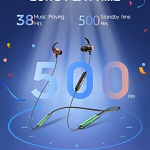 Tecno B1 Bluetooth Headphones, Bluetooth Earbuds Wireless with 38Hrs Playtime, Wireless Bluetooth Headphones for Sports, Sweatproof & IPX5 Waterproof Wireless Headphones（Black）