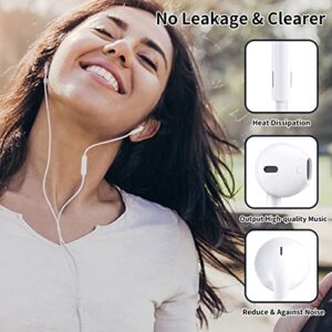 Wired Earbuds Headphones, Corded Ear Buds with Built-in Mic and Headphone Jack White Cable Head Phones Compatible with iPhone 14/13/12 Pro/Se/11 Pro/X/8 Plus/7 Plus, 2 Packs(Apple MFi Certified)