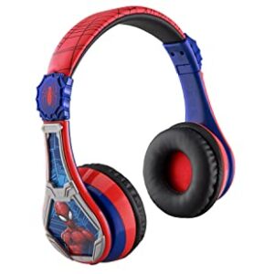 eKids Spiderman Wireless Bluetooth Portable Headphones with Microphone, Volume Reduced to Protect Hearing Rechargeable Battery, Adjustable Kids Headband for School Home or Travel