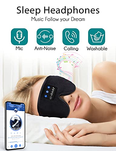 Sleep Headphones, LC-dolida Bluetooth Sleep Mask 3D Wireless Music Sleeping Eye Mask Sleeping Headphones for Side Sleepers Sleep Mask with Bluetooth Headphones Thin Stereo Speakers Gifts for Men Women