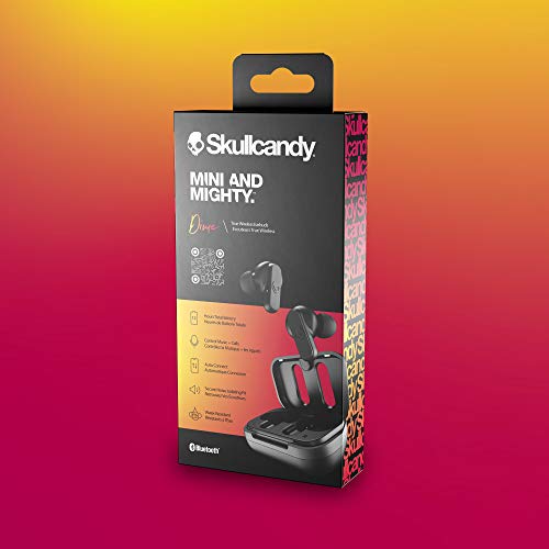 Skullcandy Dime True Wireless In-Ear Bluetooth Earbuds Compatible with iPhone and Android / Charging Case and Microphone / Great for Gym, Sports, and Gaming, IPX4 Water Dust Resistant - Black