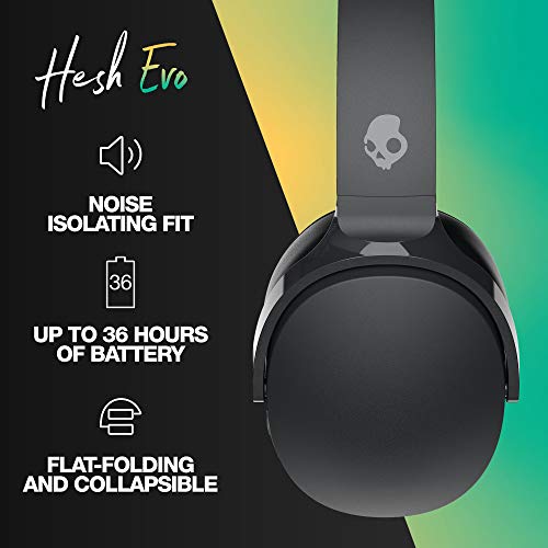 Skullcandy Hesh Evo Bluetooth Headphones for iPhone and Android with Microphone / 36 Hours Battery Life / Great for Music, School, Travel and Gaming / Wireless Headphones - Black