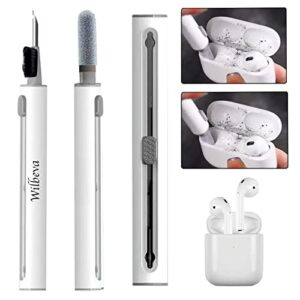 wilbeva cleaner kit for airpods, bluetooth earbuds cleaning pen for airpods pro 1 2 3 samsung mi android earbuds, 3 in 1 compact multifunctional headphones case cleaning tools