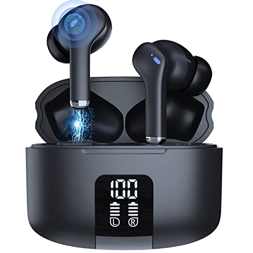 Turkal Wireless Bluetooth 5.3 Earbuds Compatible with iPhone & Android,Deep Bass Noise Cancelling Headphones with 4 Mic,27H Playtime,IPX5 Sweat Resistant,HiFi Stereo Sound in-Ear Blue Tooth Earphones