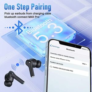 Turkal Wireless Bluetooth 5.3 Earbuds Compatible with iPhone & Android,Deep Bass Noise Cancelling Headphones with 4 Mic,27H Playtime,IPX5 Sweat Resistant,HiFi Stereo Sound in-Ear Blue Tooth Earphones