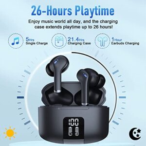 Turkal Wireless Bluetooth 5.3 Earbuds Compatible with iPhone & Android,Deep Bass Noise Cancelling Headphones with 4 Mic,27H Playtime,IPX5 Sweat Resistant,HiFi Stereo Sound in-Ear Blue Tooth Earphones