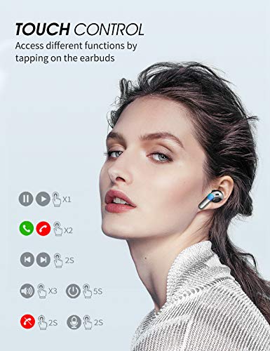 Tiksounds Wireless Earbuds, Bluetooth Headphones with Microphone, IPX7 Waterproof, 35H Playtime with LED Power Display, High-Fidelity Stereo Earphones for Sports and Work