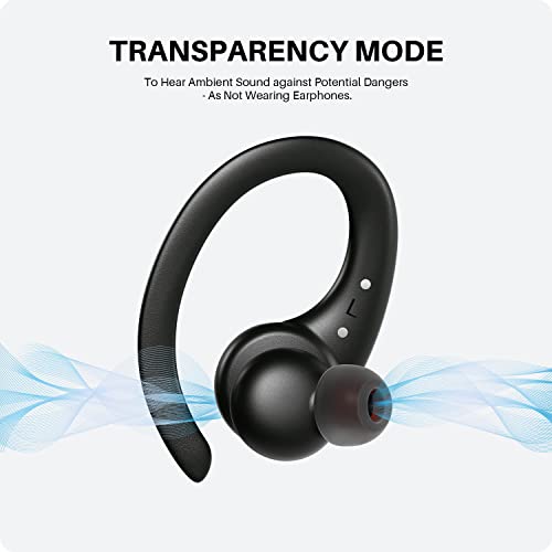 Tribit MoveBuds H1 Wireless Earbuds IPX8 Waterproof by SGS and 65H Playtime Earbuds for Intense Sports Bluetooth 5.2 Earphones with Transparency Mode to Hear True Sound by apt-X and CVC 8.0