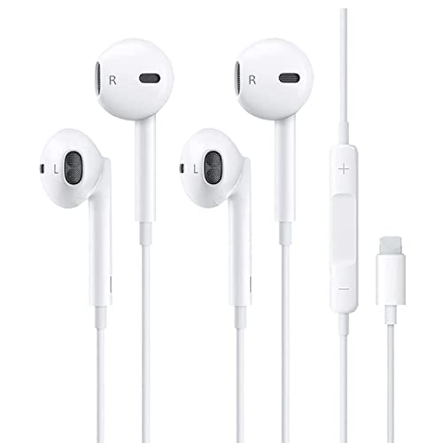 2 Pack iPhone Light^ing Wired Earbuds Headphones Earphone [Apple MFi Certified] Built-in Microphone & Volume Control Compatible with Apple iPhone 14/13/12/11 Pro Max Xs/XR/X/7/8 Plus