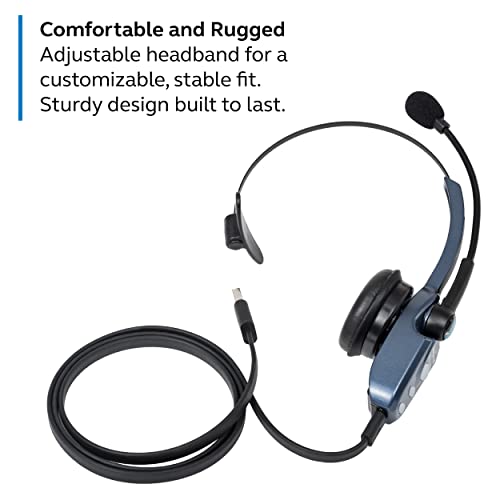 BlueParrott B250-XTS Mono Bluetooth Wireless Headset with 91% Noise Cancellation - Ideal for High-Noise Environments - Includes USB-C Charging Cable, Bluetooth 5.0.