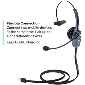 BlueParrott B250-XTS Mono Bluetooth Wireless Headset with 91% Noise Cancellation - Ideal for High-Noise Environments - Includes USB-C Charging Cable, Bluetooth 5.0.