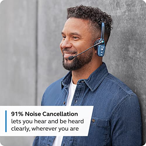 BlueParrott B250-XTS Mono Bluetooth Wireless Headset with 91% Noise Cancellation - Ideal for High-Noise Environments - Includes USB-C Charging Cable, Bluetooth 5.0.