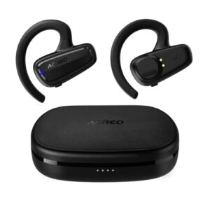 ACREO The Next Generation Open Ear Headphones, OpenBuds【2022 Launched】, True Wireless Earbuds with Earhooks, Bluetooth Workout Headphones, 18 Hours Playtime with Case, IPX7 Waterproof, Black