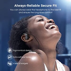 Lakukom Bluetooth Headphones, Deep Bass Wireless Running Headphones w/16 Hrs Playtime, Bluetooth Earbuds in-Ear w/Earhooks, IPX7 Waterproof Sports Earphones with Microphone for Calls