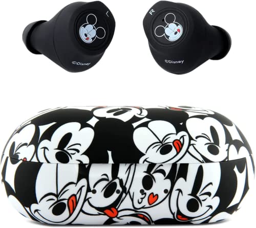 Disney Mickey Mouse Bluetooth Earbuds with Charging Case- Bluetooth Wireless Headset with Built-in Mic and 30 Hours of Playtime- Disneyland Essentials and Disney Gifts for Women and Men of All Ages