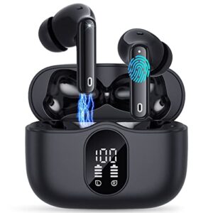 wireless earbud, bluetooth 5.3 headphones in ear stereo bluetooth earbuds built in mic, wireless earphones with led power display and usb-c charging, mini earbud with ip7 waterproof and touch control