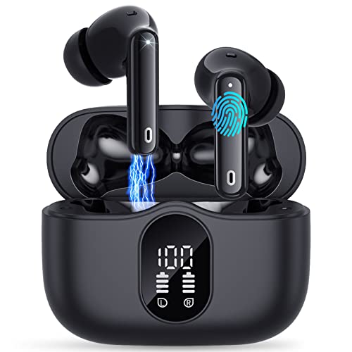 Wireless Earbud, Bluetooth 5.3 Headphones in Ear Stereo Bluetooth Earbuds Built in Mic, Wireless Earphones with LED Power Display and USB-C Charging, Mini Earbud with IP7 Waterproof and Touch Control