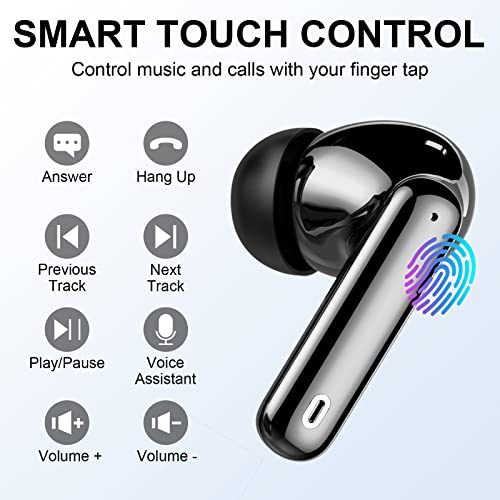 Wireless Earbud, Bluetooth 5.3 Headphones in Ear Stereo Bluetooth Earbuds Built in Mic, Wireless Earphones with LED Power Display and USB-C Charging, Mini Earbud with IP7 Waterproof and Touch Control