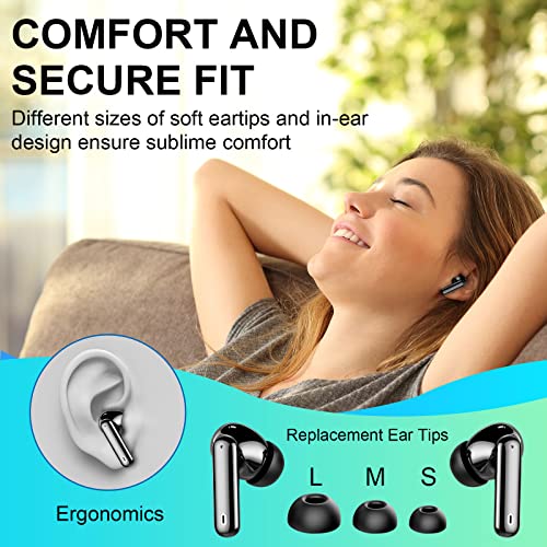 Wireless Earbud, Bluetooth 5.3 Headphones in Ear Stereo Bluetooth Earbuds Built in Mic, Wireless Earphones with LED Power Display and USB-C Charging, Mini Earbud with IP7 Waterproof and Touch Control