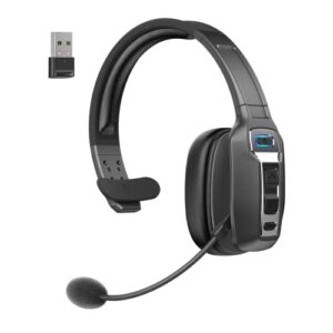 dytole trucker bluetooth headset, bluetooth headphones with microphone ai noise cancelling with usb dongle, 164ft long wireless range & 60 hrs working time, wireless headset for computer with mute
