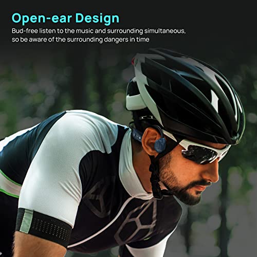 Bone Conduction Headphones Bluetooth, Wireless Sport Open Ear Headphones,Sweatproof Head Set Earbuds with Mic, Stereo inductivv Bone Conduction Earphones for Running Cycling Driving Travel-Blue