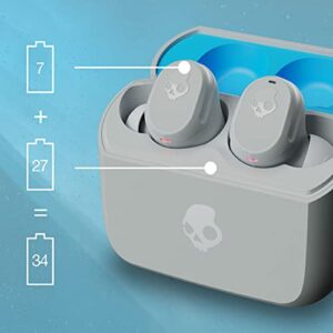 Skullcandy Mod Wireless Bluetooth Earbuds Headphones for iPhone and Android with Microphone / 34 Hour Battery/Charging Case/Best for Gym, and Gaming / IP55 Water and Dust Resistant - Grey/Blue