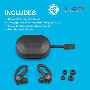 JLab Go Air Sport - Wireless Workout Earbuds Featuring C3 Clear Calling, Secure Earhook Sport Design, 32+ Hour Bluetooth Playtime, and 3 EQ Sound Settings (Graphite/Black)