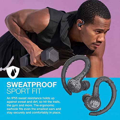 JLab Go Air Sport - Wireless Workout Earbuds Featuring C3 Clear Calling, Secure Earhook Sport Design, 32+ Hour Bluetooth Playtime, and 3 EQ Sound Settings (Graphite/Black)