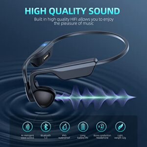 CHENSIVE Bone Conduction Headphones Open Ear Headphones Wireless Bluethooth 5.3 Sport Headphones Waterproof with Microphones for Workouts, Running, Cycling, Driving