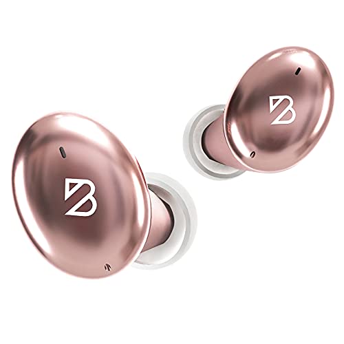 Tempo 30 Rose Gold Wireless Earbuds for Small Ears Women, Cute Pink Bluetooth Bass Boost Earphones Small Ear Canals, IPX7 Sweatproof, 32-Hour Long Battery, Loud in Ear Headphones Gift for Women