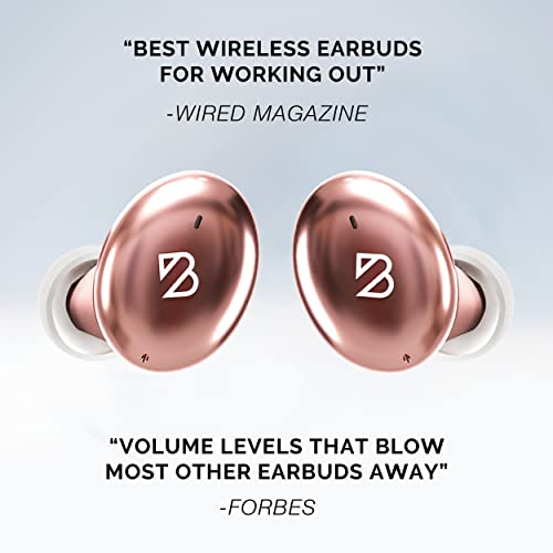 Tempo 30 Rose Gold Wireless Earbuds for Small Ears Women, Cute Pink Bluetooth Bass Boost Earphones Small Ear Canals, IPX7 Sweatproof, 32-Hour Long Battery, Loud in Ear Headphones Gift for Women