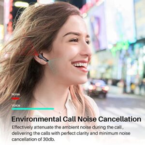 TOZO T9 True Wireless Earbuds Environmental Noise Cancellation 4 Mic Call Noise Cancelling Headphones Deep Bass Bluetooth 5.3 Light Weight Wireless Charging Case IPX7 Waterproof Headset Black