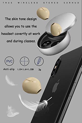 SZHTFX Invisible Earbuds Small Mini Wireless Bluetooth Earpiece Phone Discreet Earbud for Music, Home, Work (Nude)